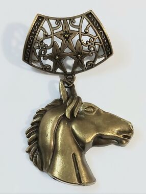Bronze Horse Head with Filigree Star Slide - Bandana Scarf Slide